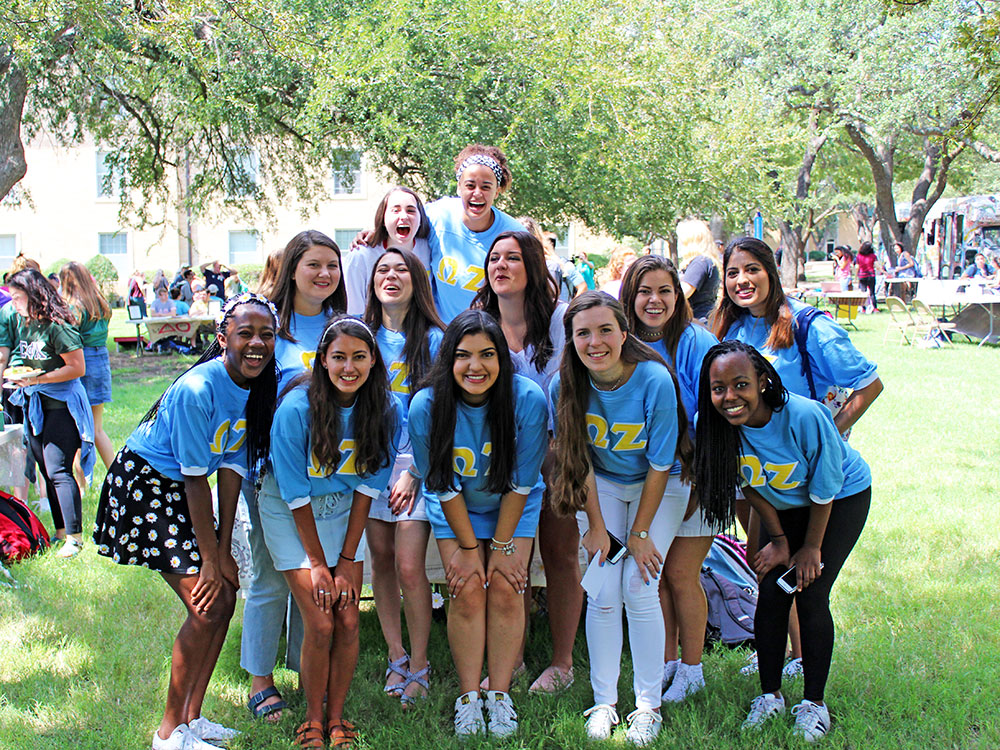 Sorority girls smiling