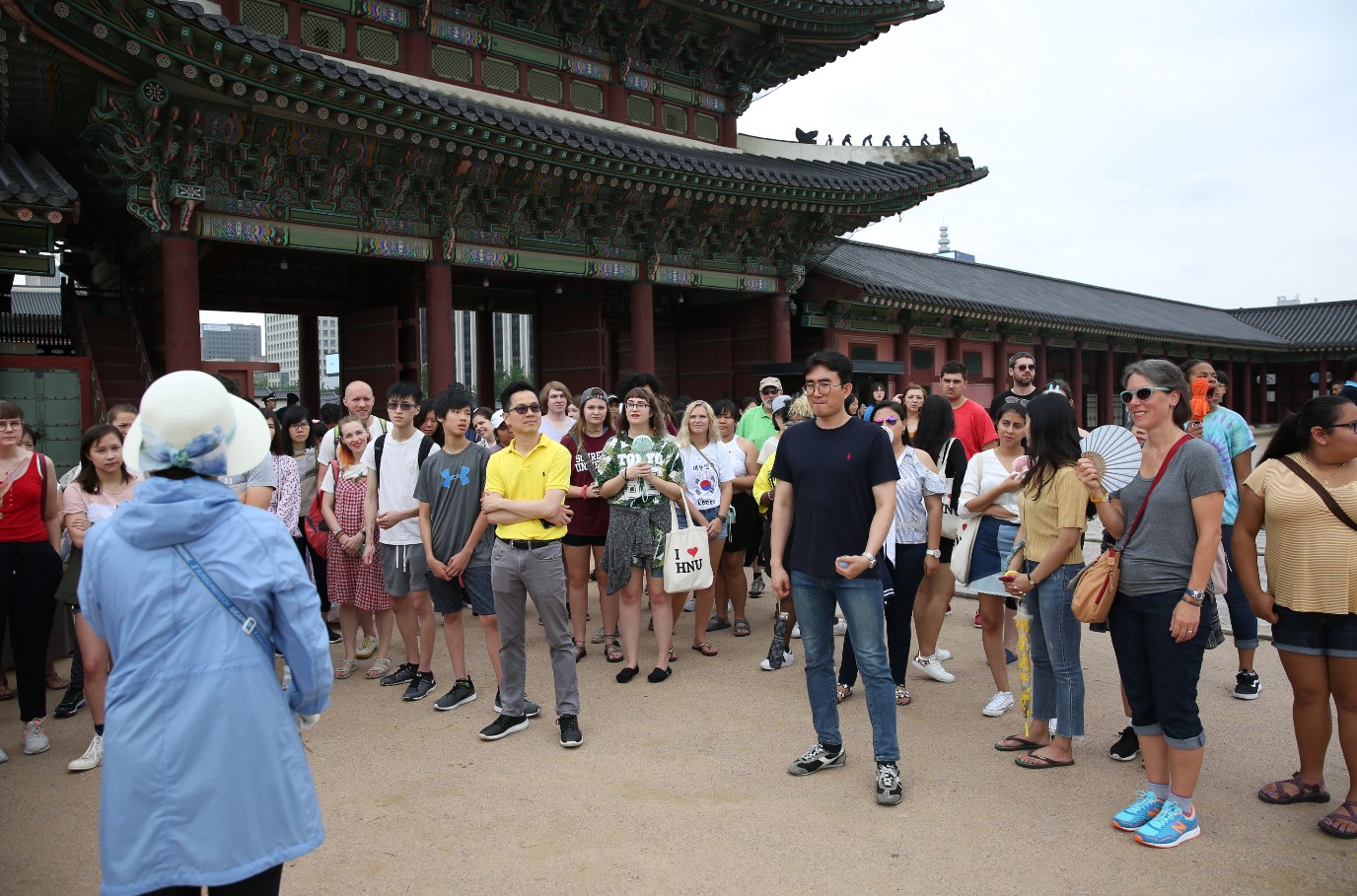 group of sightseers on korea study program