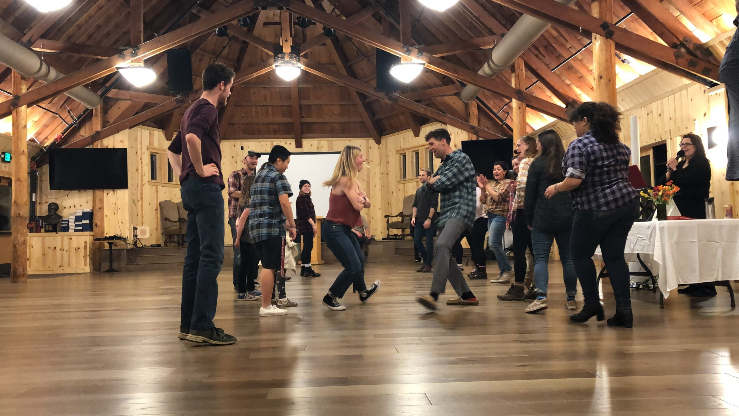 students performing a group dance